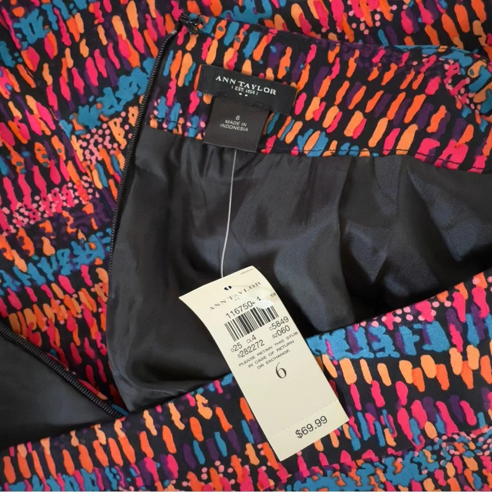 Ann Taylor Colorful Boho Pencil Lined Skirt Size 6 Back Zip Retro - Picture 6 of 8